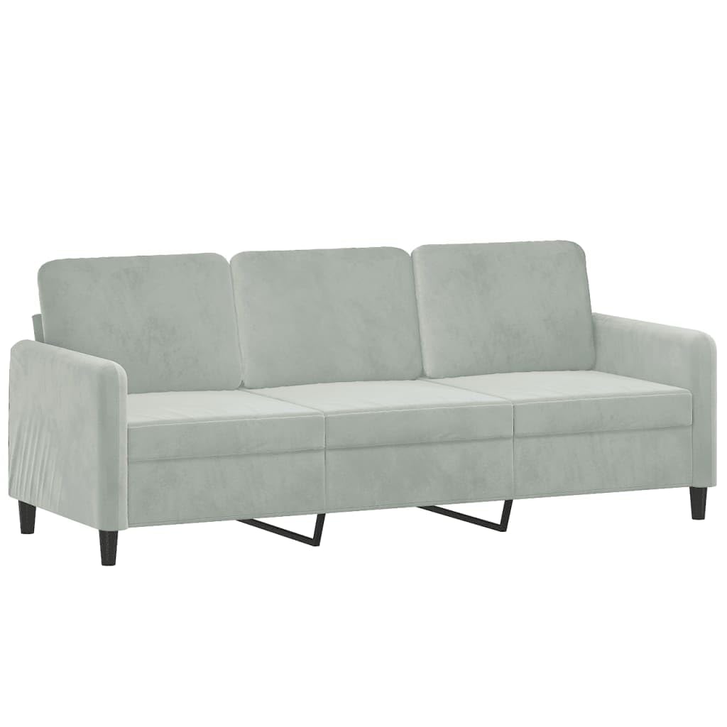 Light Gray Velvet 3-Seater Sofa N86689