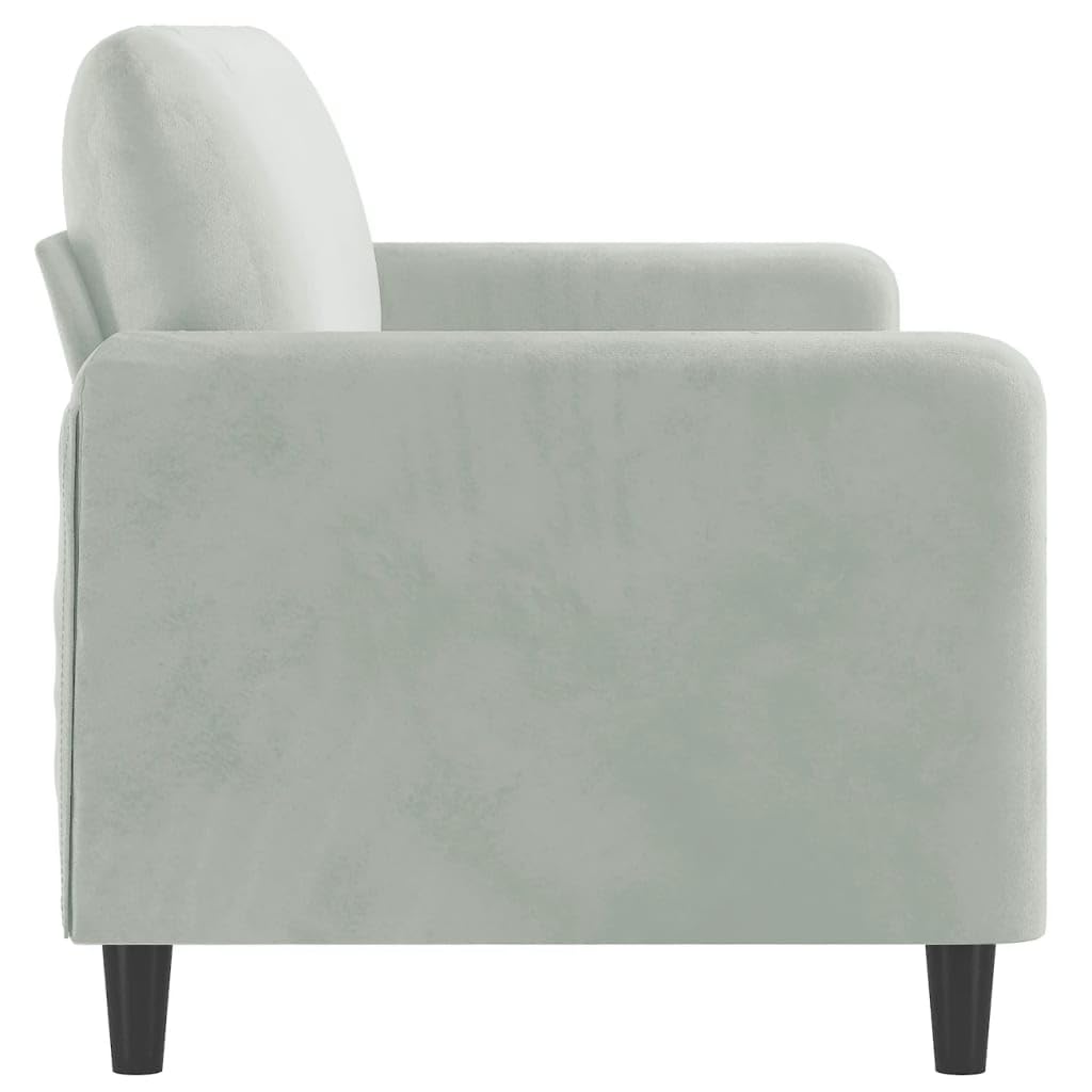 Light Gray Velvet 3-Seater Sofa N86689