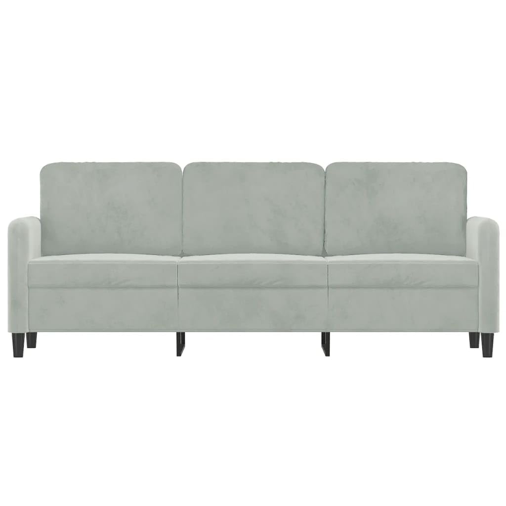 Light Gray Velvet 3-Seater Sofa N86689