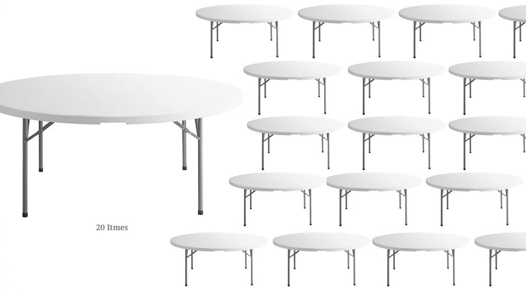 White 6-ft Plastic Folding Round Table Q576841