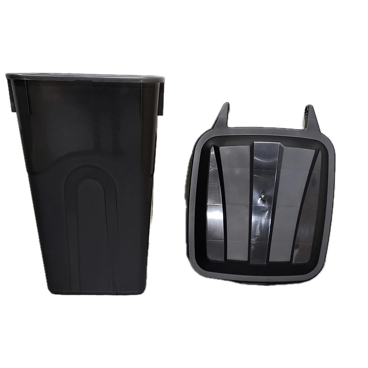 45 Gallon Black Wheeled Trash Can with Attached Lid B676239
