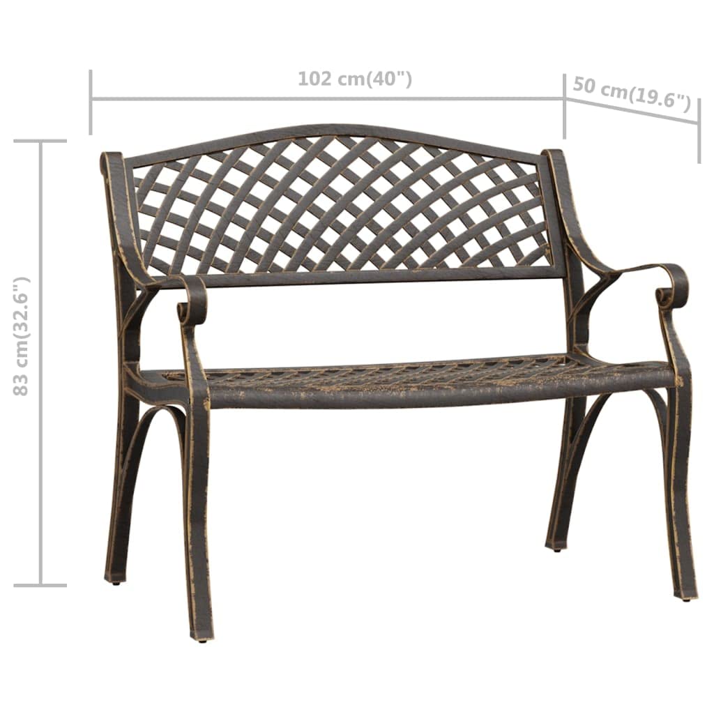 Bronze Cast Iron Garden Bench with Floral Design R590142