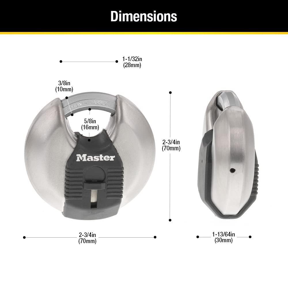 2-3/4-inch Wide Stainless Steel Disc Padlock G8306
