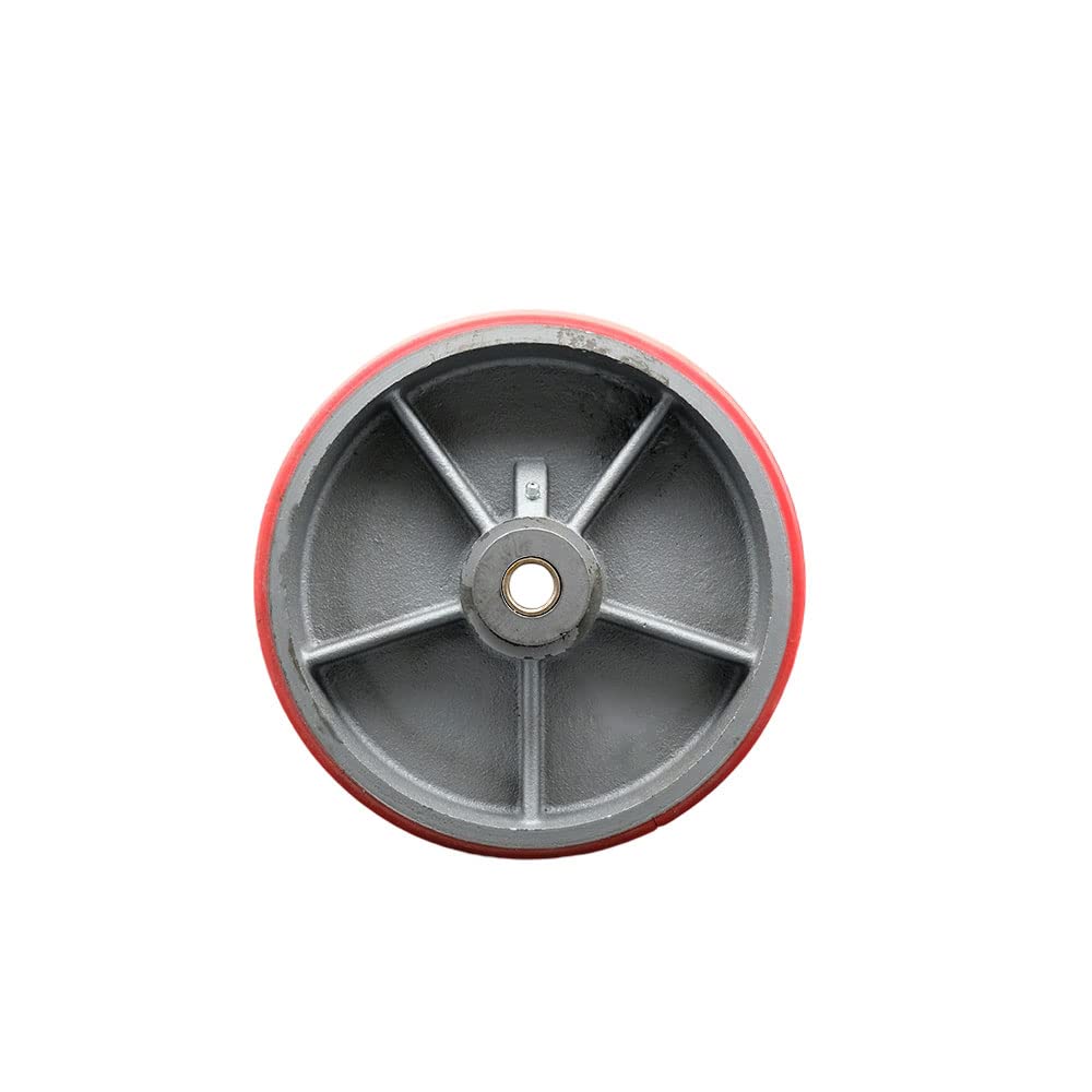 Red Poly on Cast Iron Wheel with Roller Bearing D6810