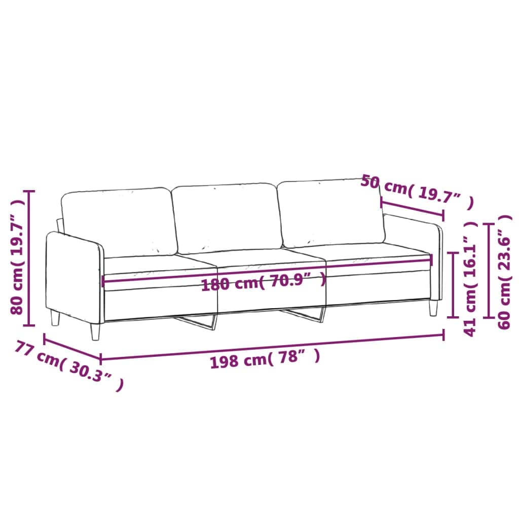 Light Gray Velvet 3-Seater Sofa N86689