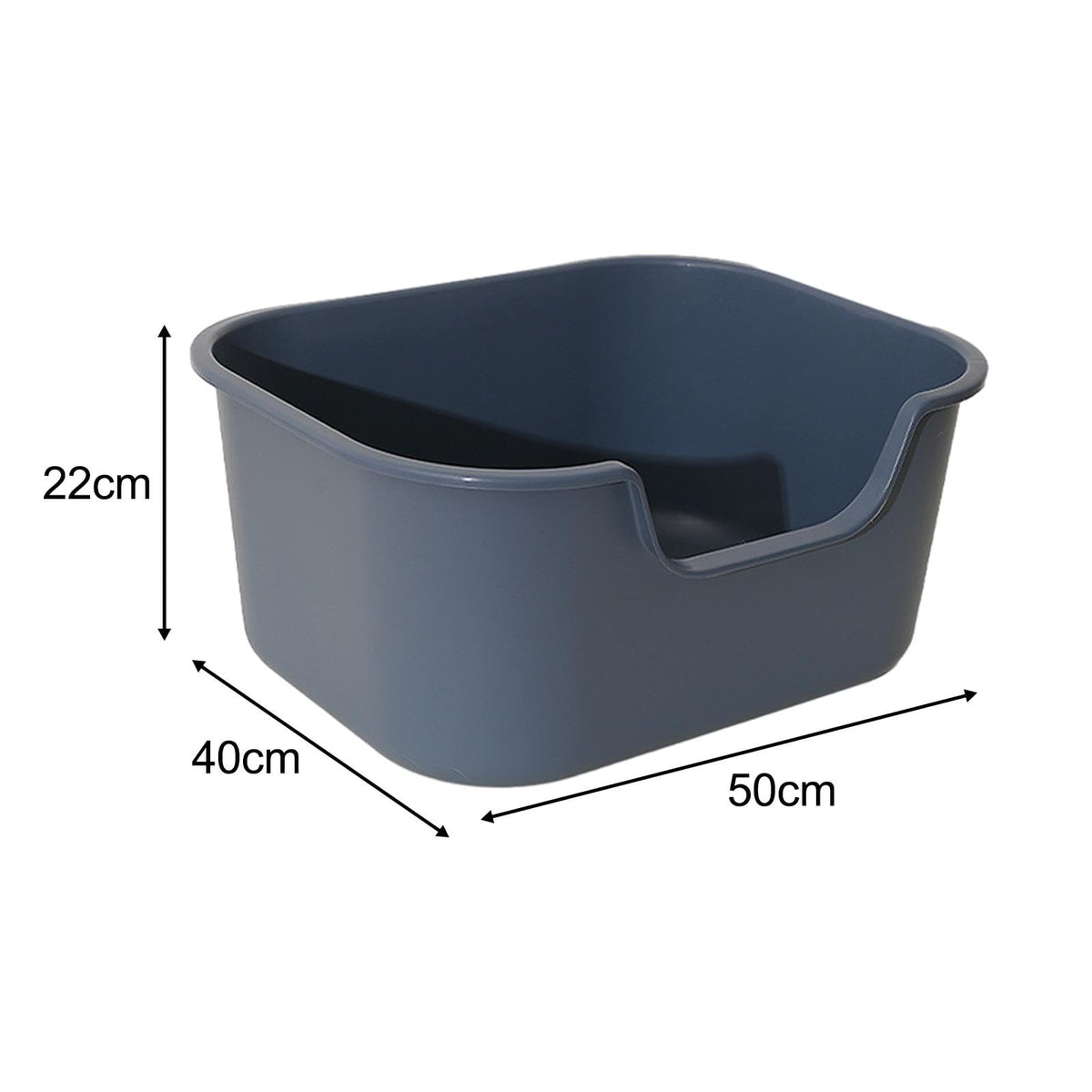 Open Top Cat Litter Tray with High Sides, Gray X189508