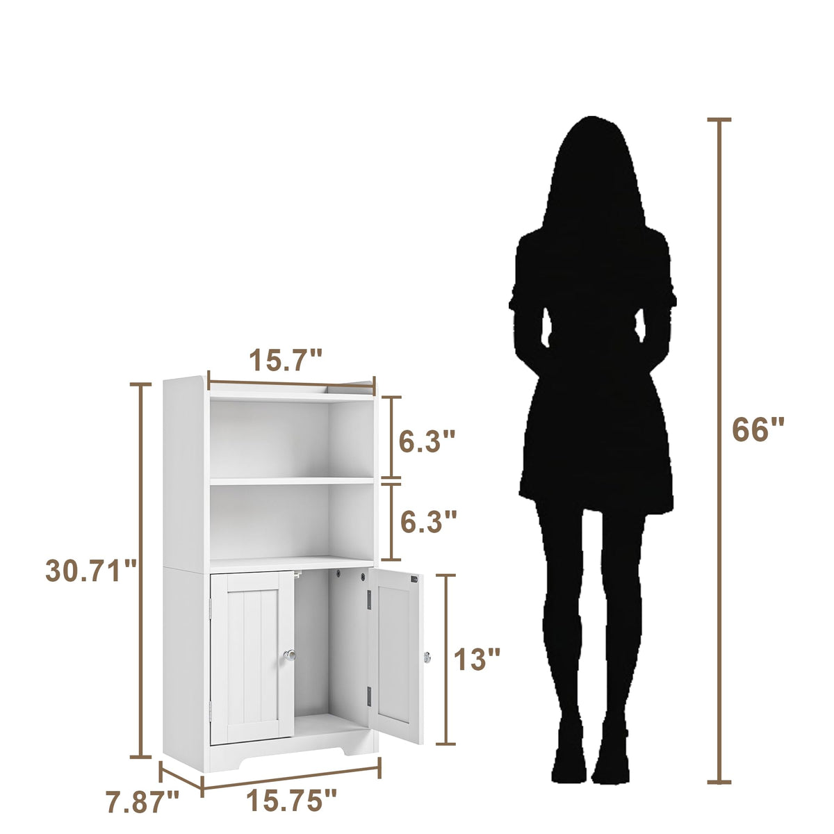 Small Bathroom Storage Cabinet with 2 Door and Shelves I15898