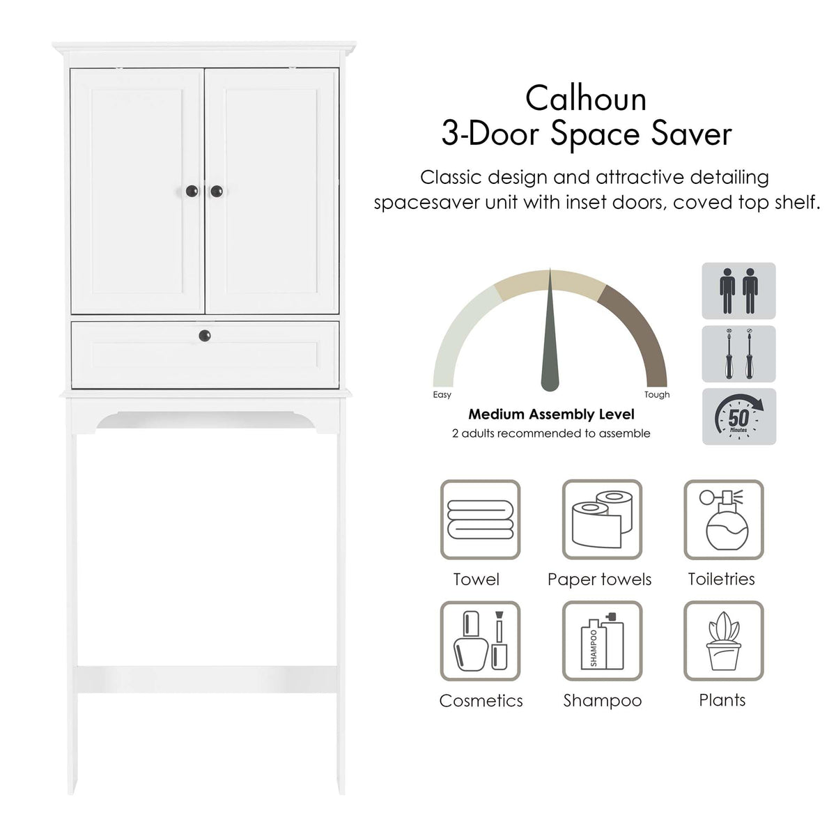 White Over the Toilet Storage Cabinet B267