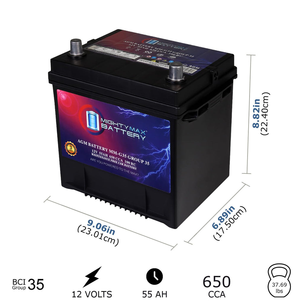 12V 55Ah AGM 650 CCA Group Size 35 Battery K80800