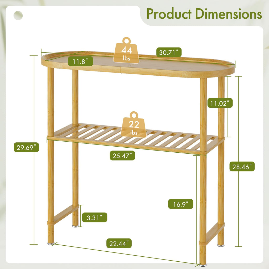 Bamboo 2-tier Oval Top Console Table U3959