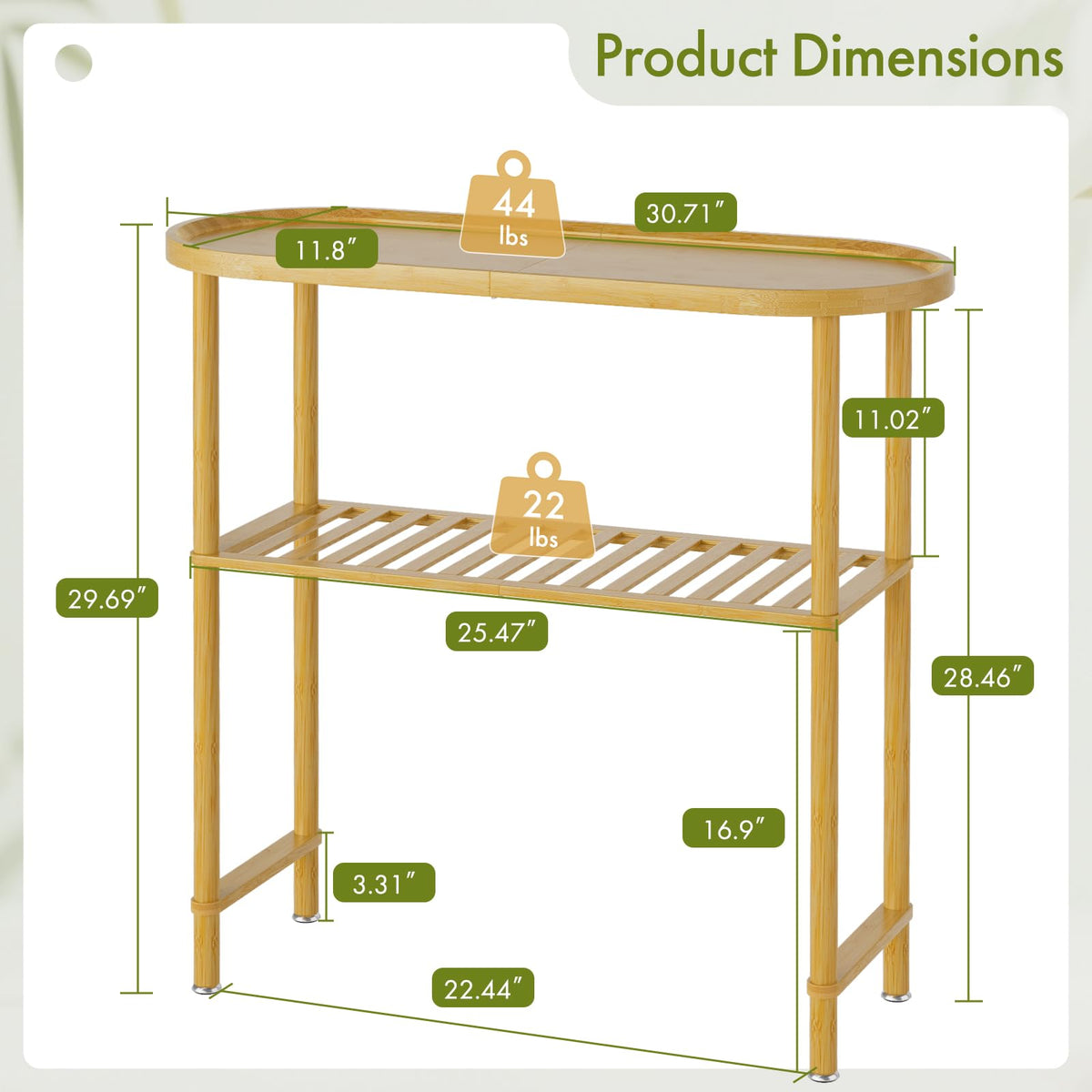 Bamboo 2-tier Oval Top Console Table U3959
