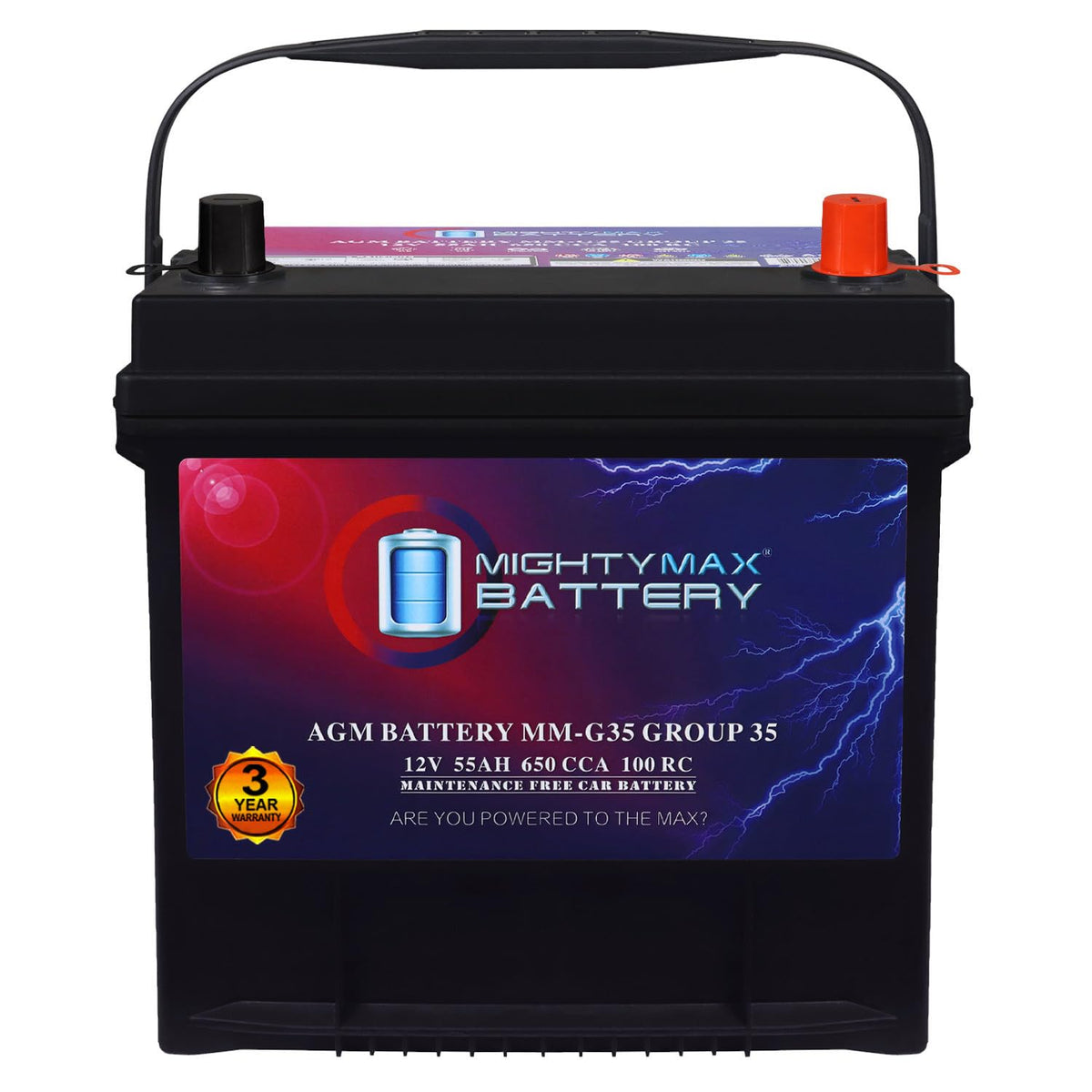 12V 55Ah AGM 650 CCA Group Size 35 Battery K80800