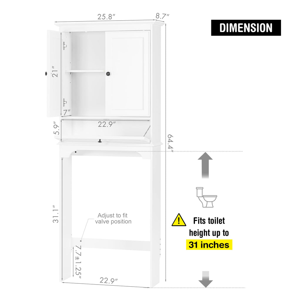 White Over the Toilet Storage Cabinet B267