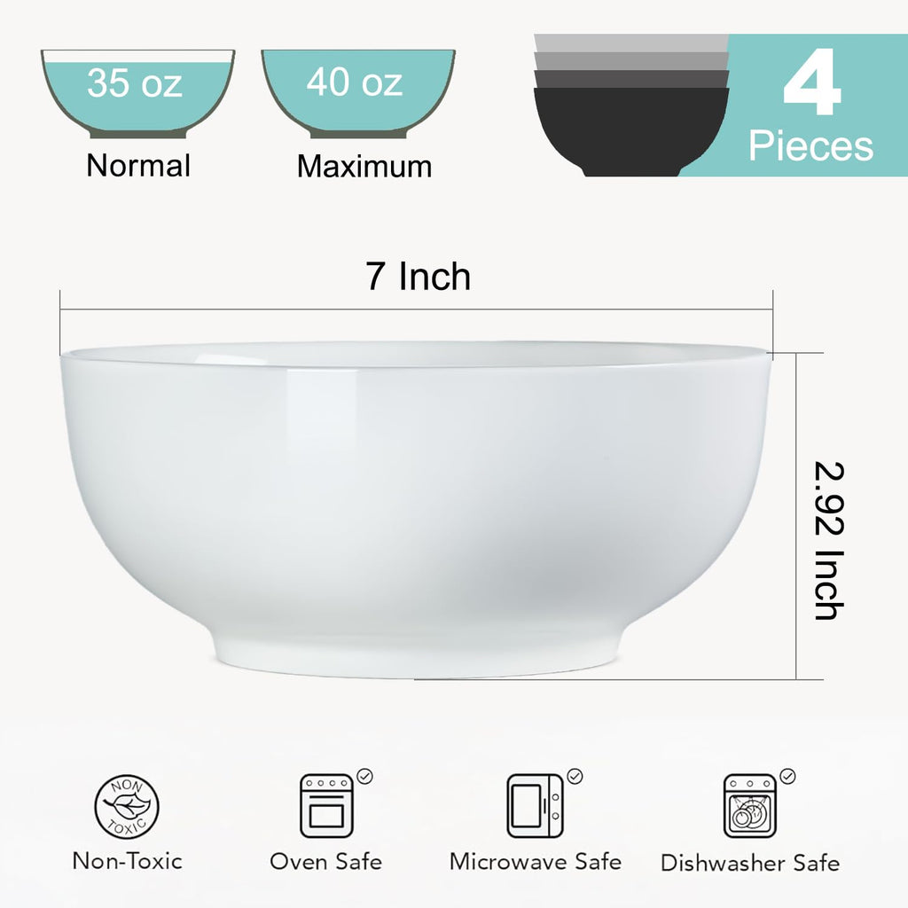 40 oz Off White Ceramic Soup Bowls Set of 4 O572056