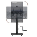 Mobile TV Stand on Wheels with 90° Swivel, Hand Crank Adjustable Height, for 42 to 75 inch TVs up to 110 lbs (Black) O940