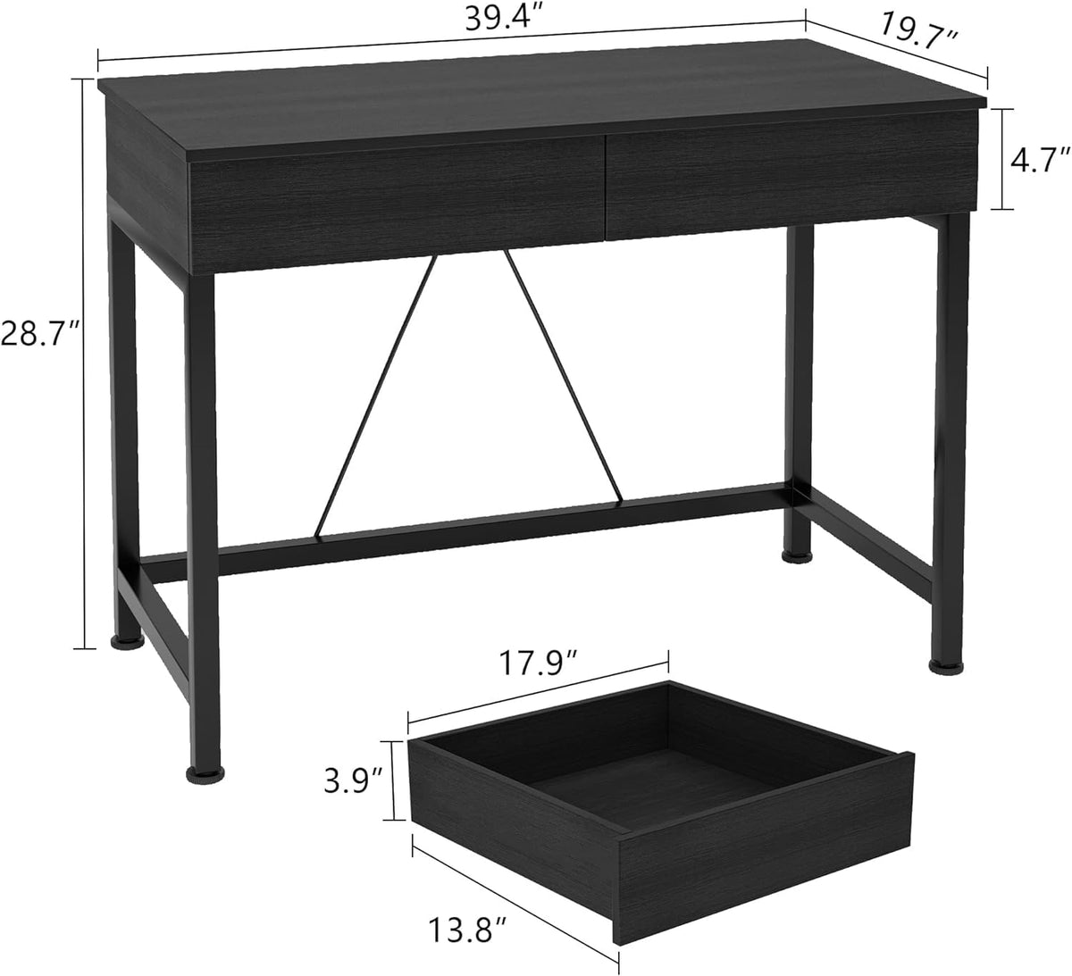 Black Wooden Computer Desk with Drawers Z45120
