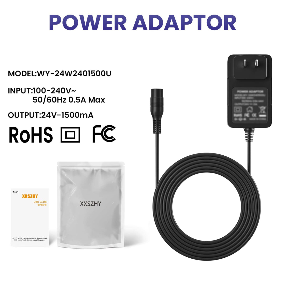 24V Electric Scooter Charger 3-Prong Inline Female Power Cord W422801
