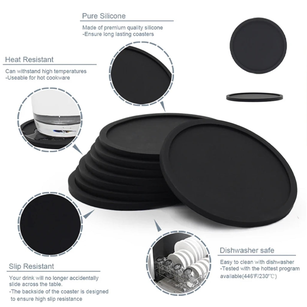 32 Pc Black Silicone Coasters M7201