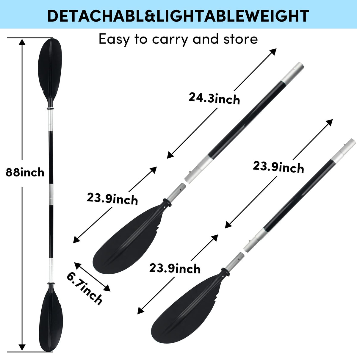 Adjustable 4 Piece Kayak Paddles with Paddle Leash U34982