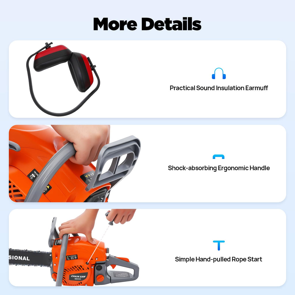 22 Inch 62cc 2-Stroke Gas Chainsaw Q69537