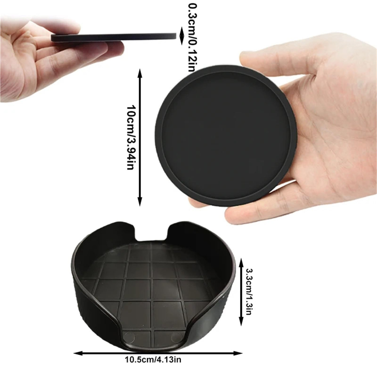 32 Pc Black Silicone Coasters M7201