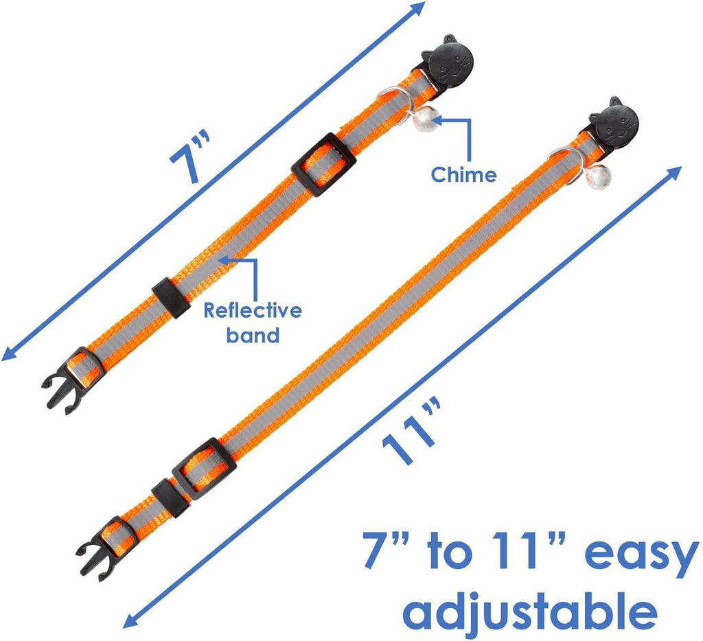 Reflective Nylon Cat Collar with Bell, Set of 6 S128322