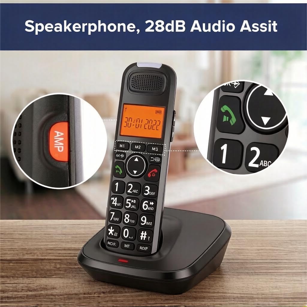 Black Cordless Phone System with Answering Machine F1350