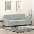 Light Gray Velvet 3-Seater Sofa N86689