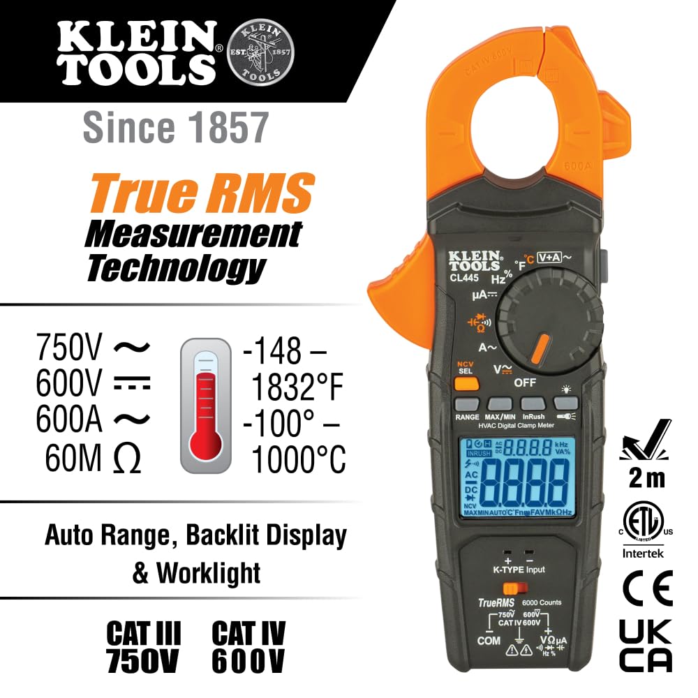 Auto-Ranging TRMS HVAC Clamp Meter C200960