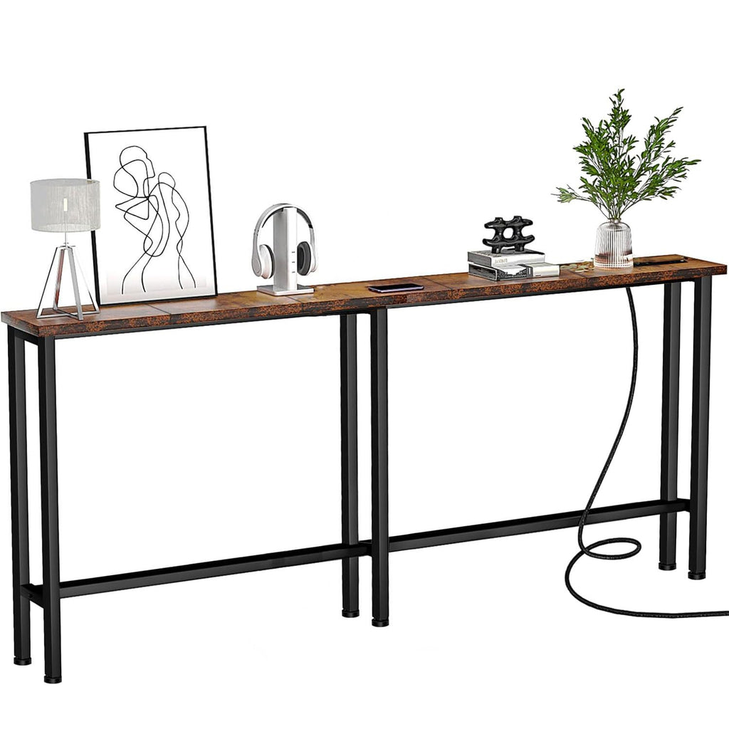 78" Narrow Console Sofa Table with Power Outlets & 2 USB Ports D2510