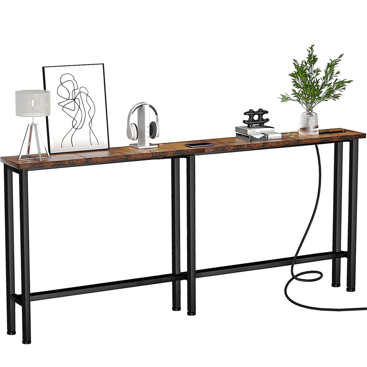 78" Narrow Console Sofa Table with Power Outlets & 2 USB Ports D2510