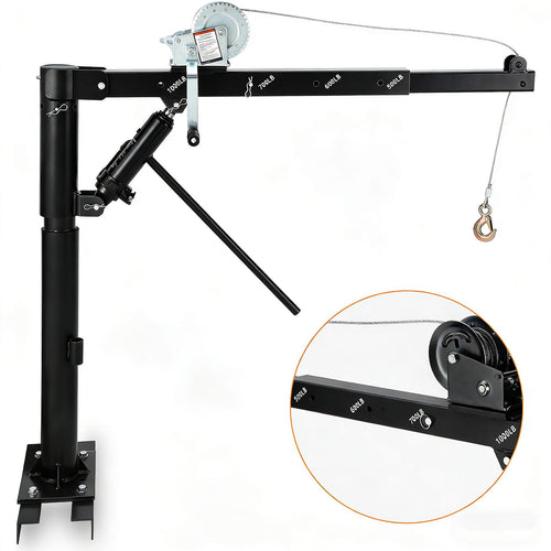 1000 LBS Hydraulic Pickup Truck Crane with Manual Winch F699994