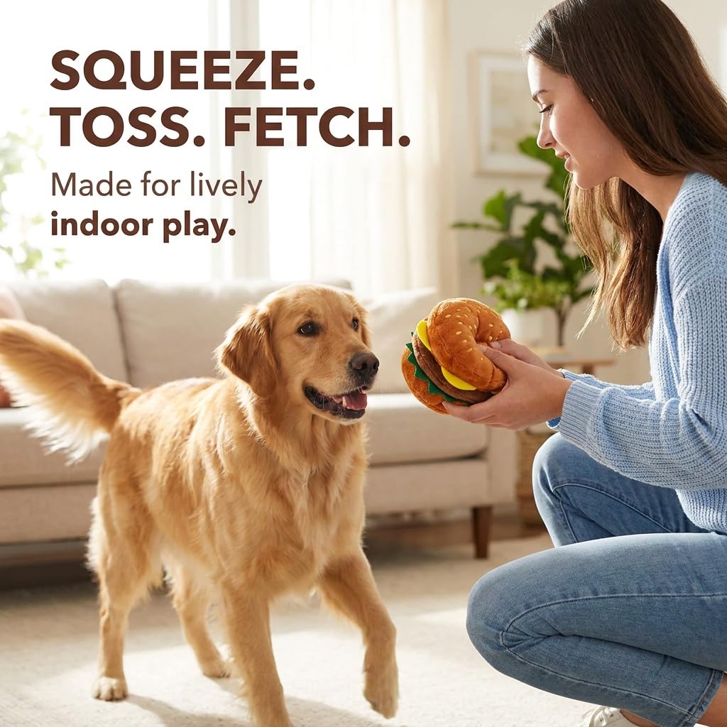Hamburger Shape Dog Squeaky Toy A742