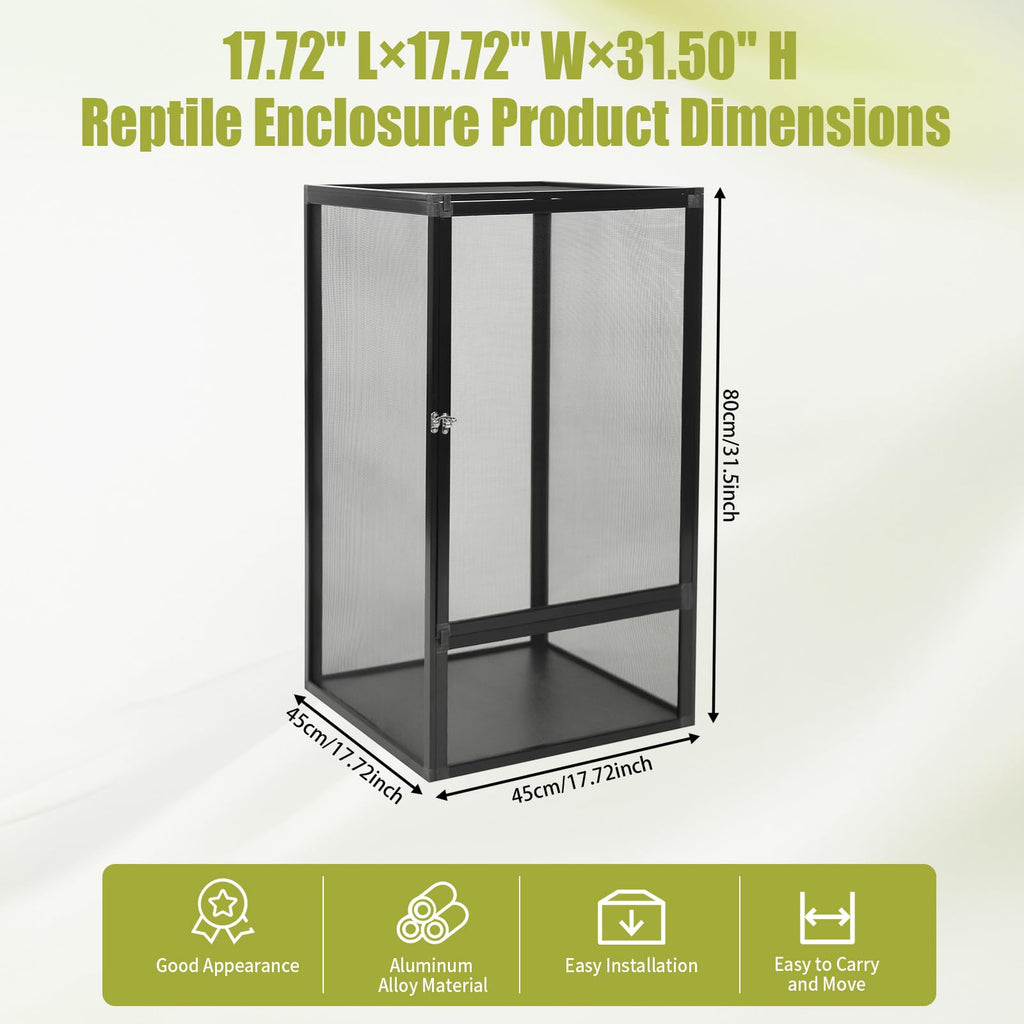 17.72" L×17.72" W×31.50" H Reptile Enclosure with Escape-Proof Lock T121827