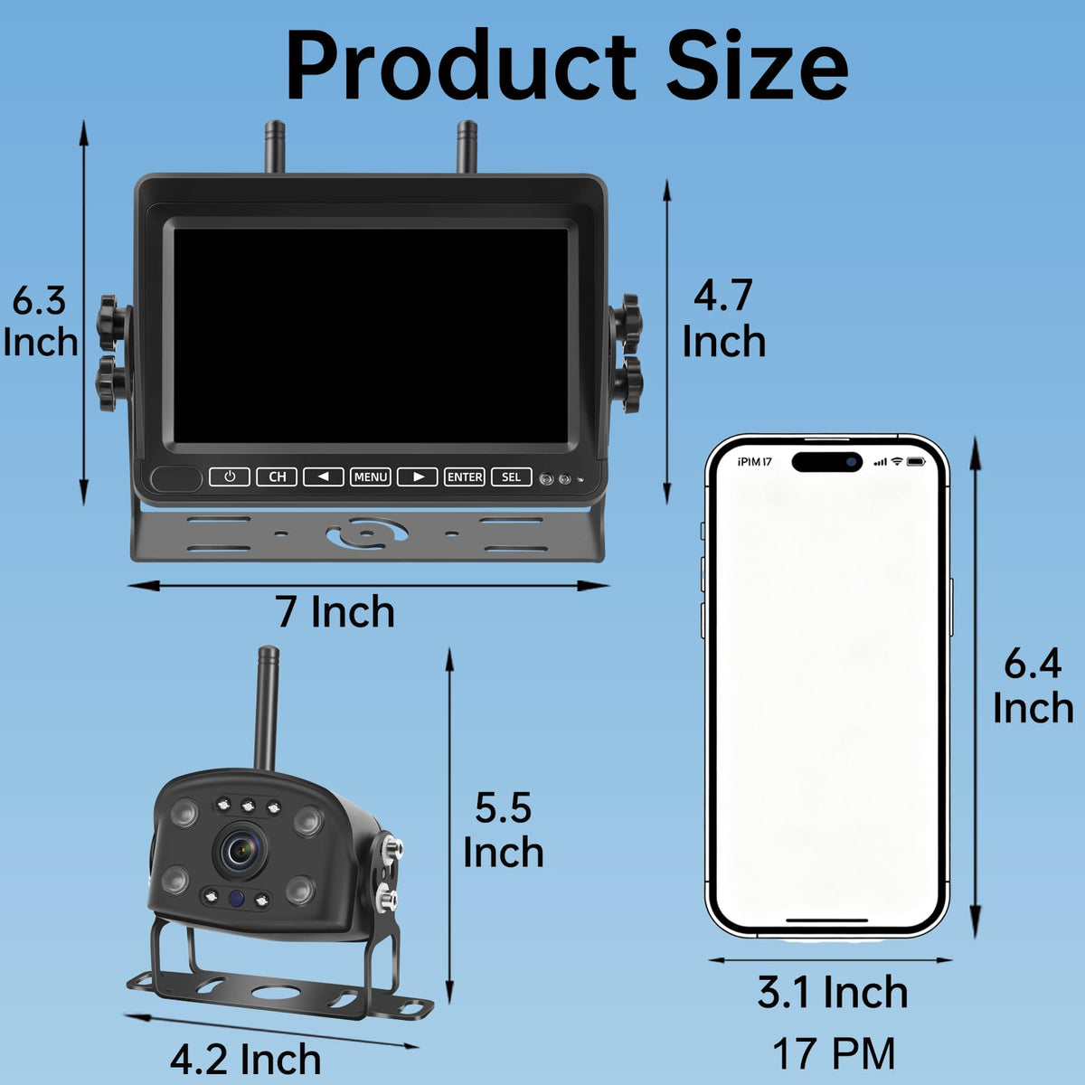 Wireless Backup Camera with 7" 1080P Monitor L40316
