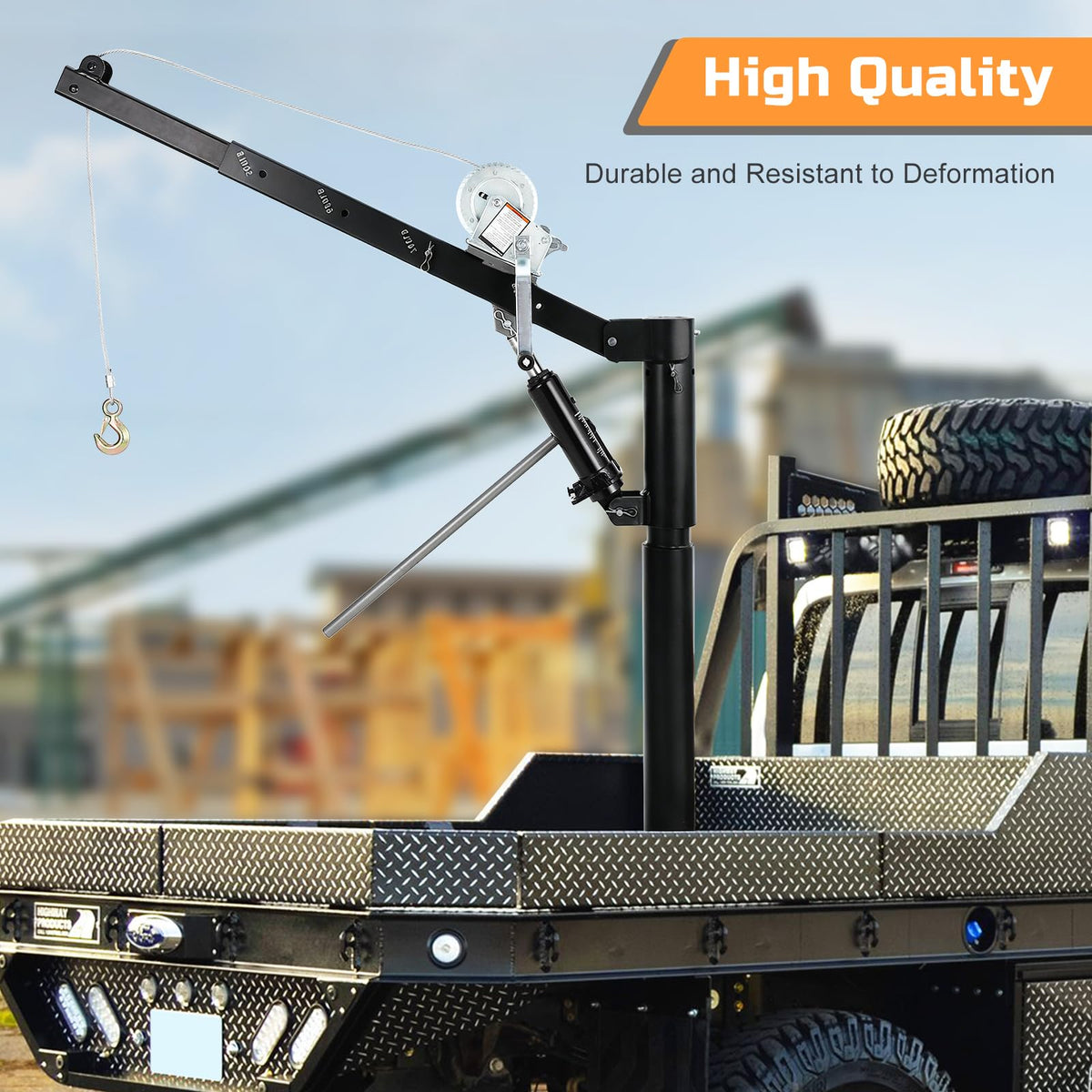 1000 LBS Hydraulic Pickup Truck Crane with Manual Winch F699994