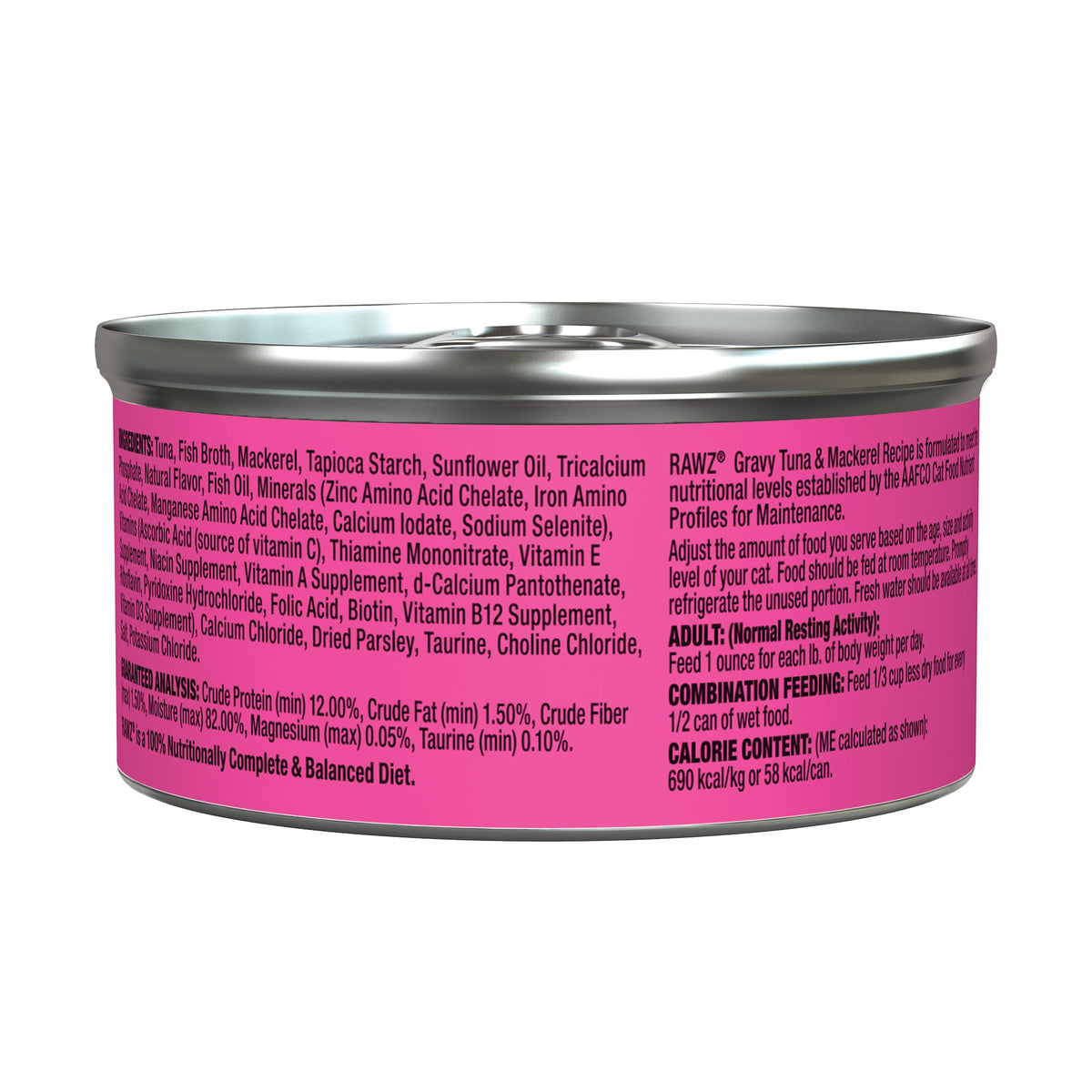 Minced Canned Cat Food in Gravy with Bone Broth, Tuna & Mackerel, 3 Ounce Cans, Pack of 18 J232