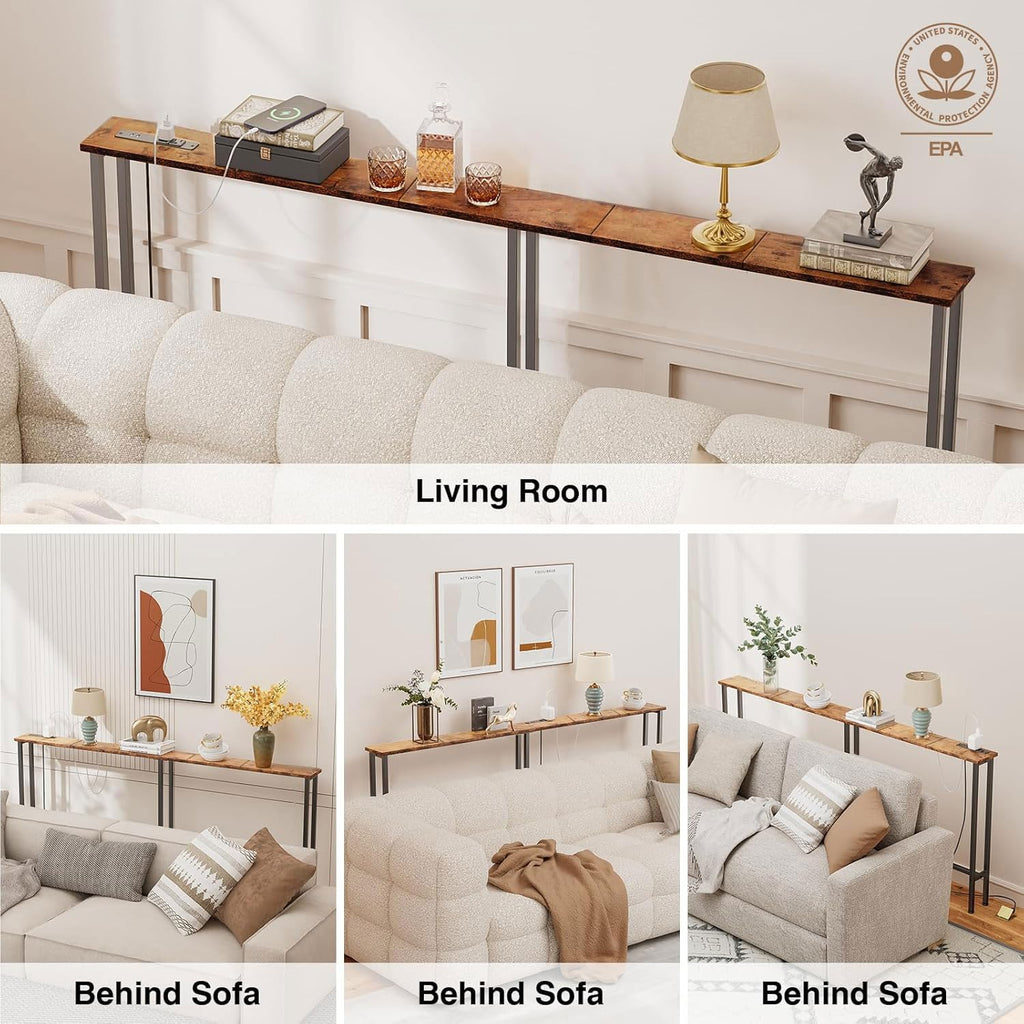 78" Narrow Console Sofa Table with Power Outlets & 2 USB Ports D2510