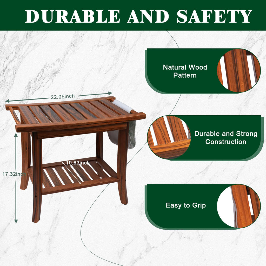Teak Wood Shower Bench 22"×13"×19" P1097