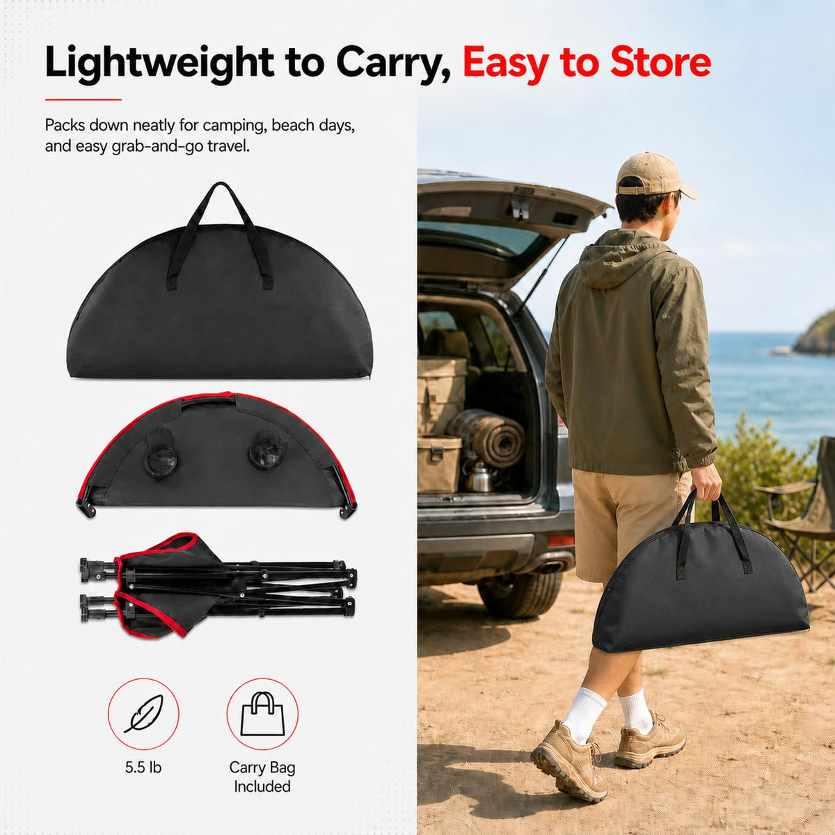 Portable Folding Camping Table with 4 Cup Holders & Carry Bag Z209062