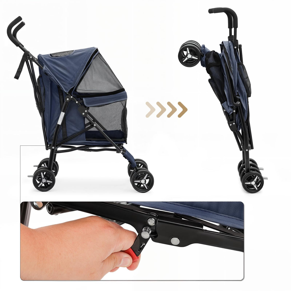 Navy Blue Pet Stroller A7242
