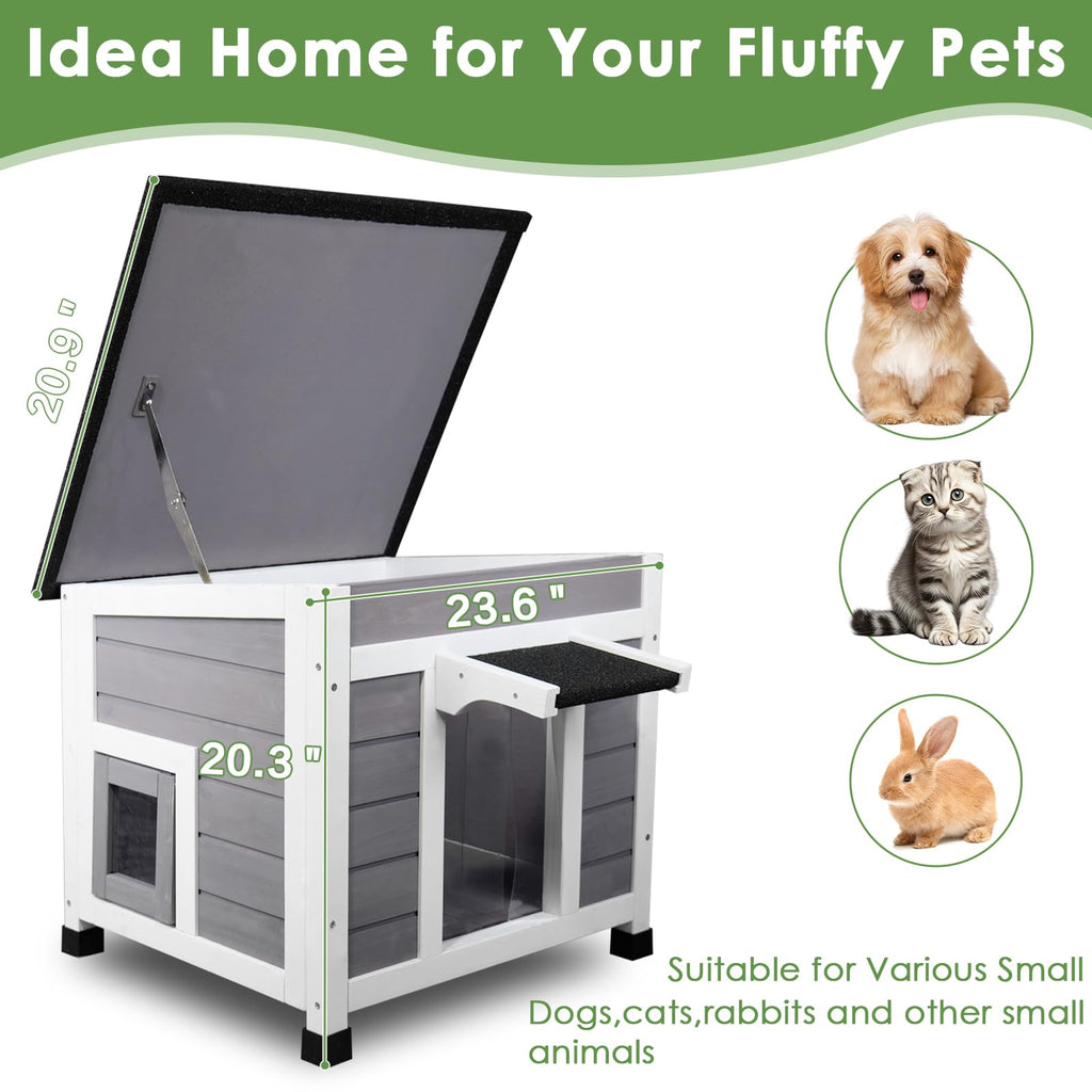 Grey Outdoor Insulated Cat House T959164