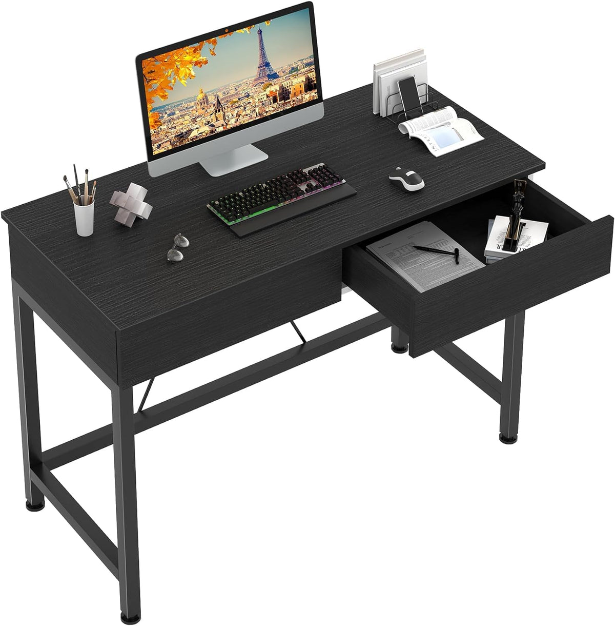 Black Wooden Computer Desk with Drawers Z45120
