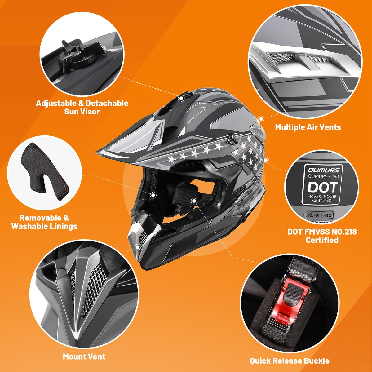 DOT Approved Full Face Motocross Helmet L4702