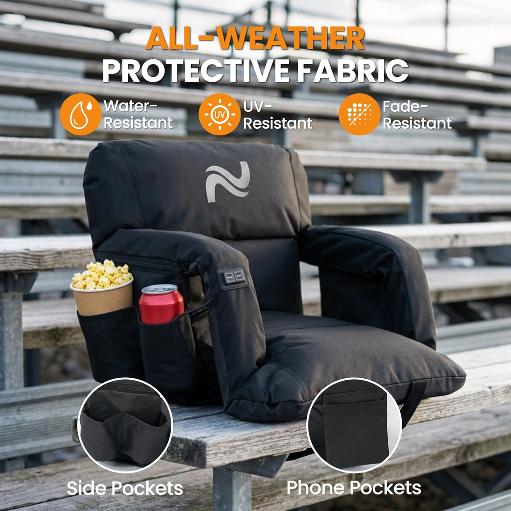 25in Extra Wide Thick Heated Stadium Seats with Back Support J2938