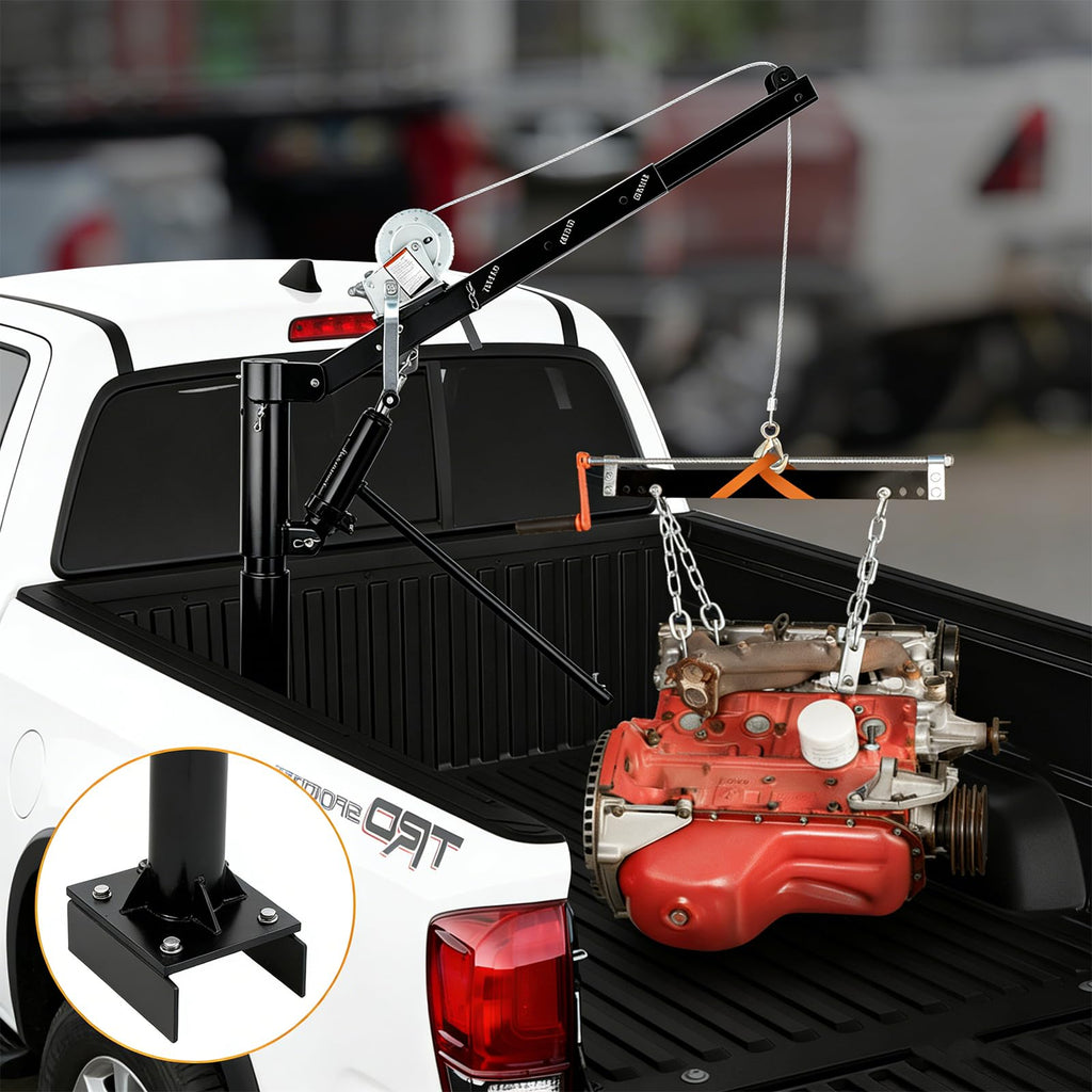 1000 LBS Hydraulic Pickup Truck Crane with Manual Winch F699994