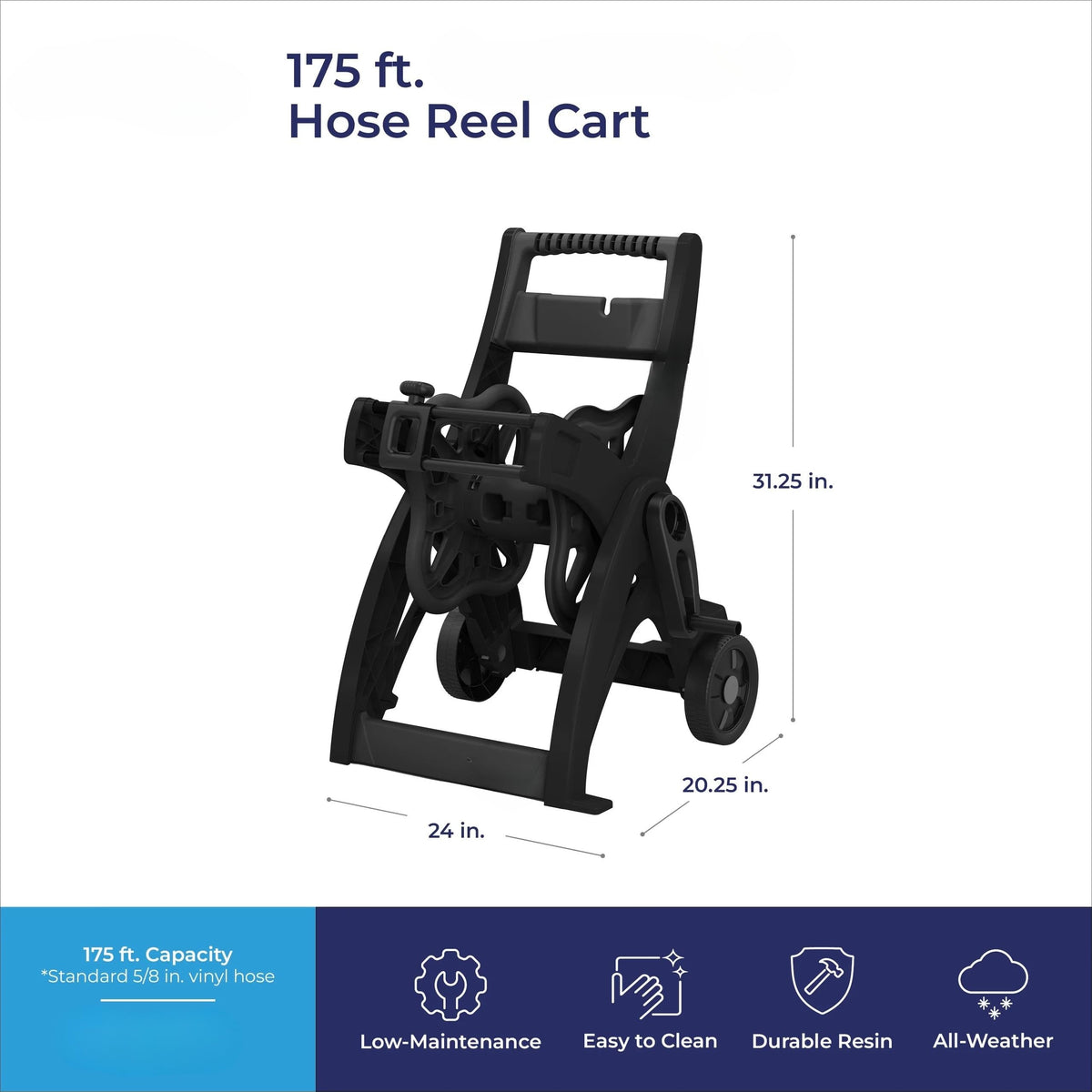 175-inch Wheeled Garden Hose Reel Cart A6613