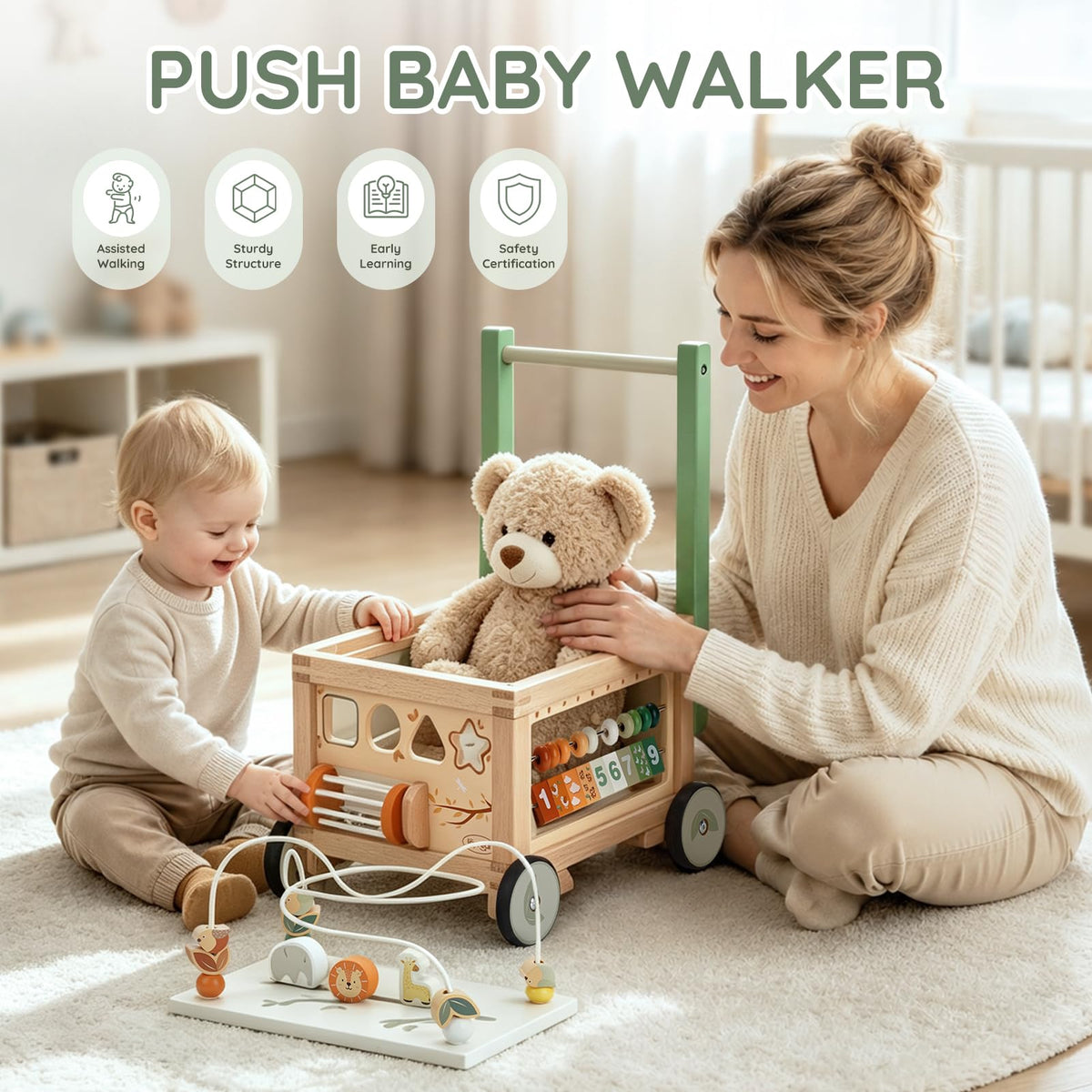 Wooden Baby Walker with Activity Cube Z193