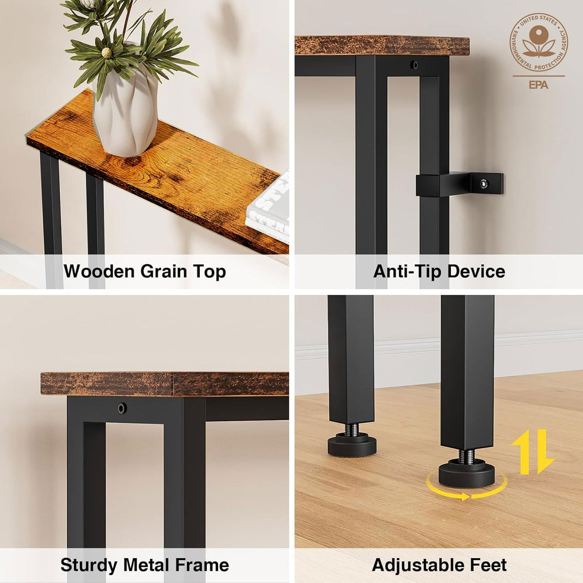 78" Narrow Console Sofa Table with Power Outlets & 2 USB Ports D2510