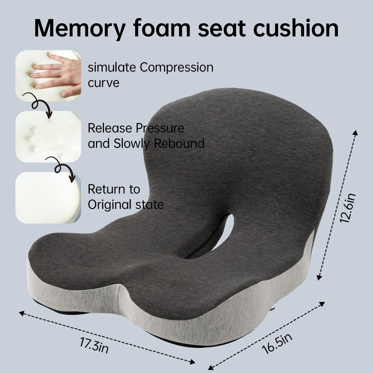 L-Shaped Memory Foam Seat Cushion with Back Support A462145